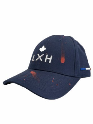 “the french touch” cap in navy cotton with red paint