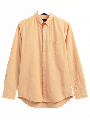 Regular fit cotton and linen shirt