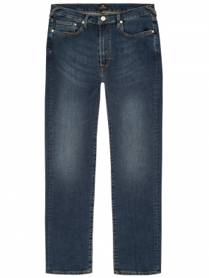 Vintage-Washed “Organic Reflex” Slim Fit Jeans in Stretch Denim