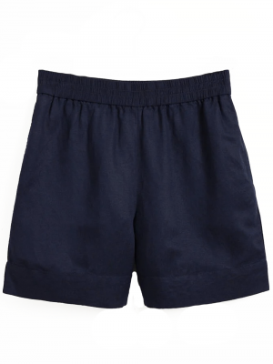 Viscose and linen pull-on shorts