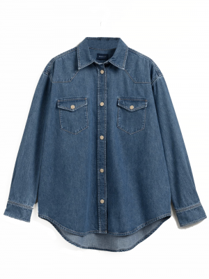 Relaxed fit denim blouse