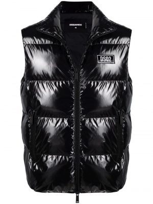 patent-finish quilted gilet