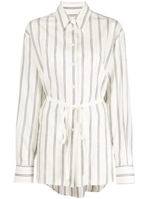 striped belted shirt