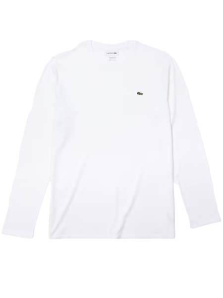 Plain pima cotton jersey long-sleeved round-neck T-shirt