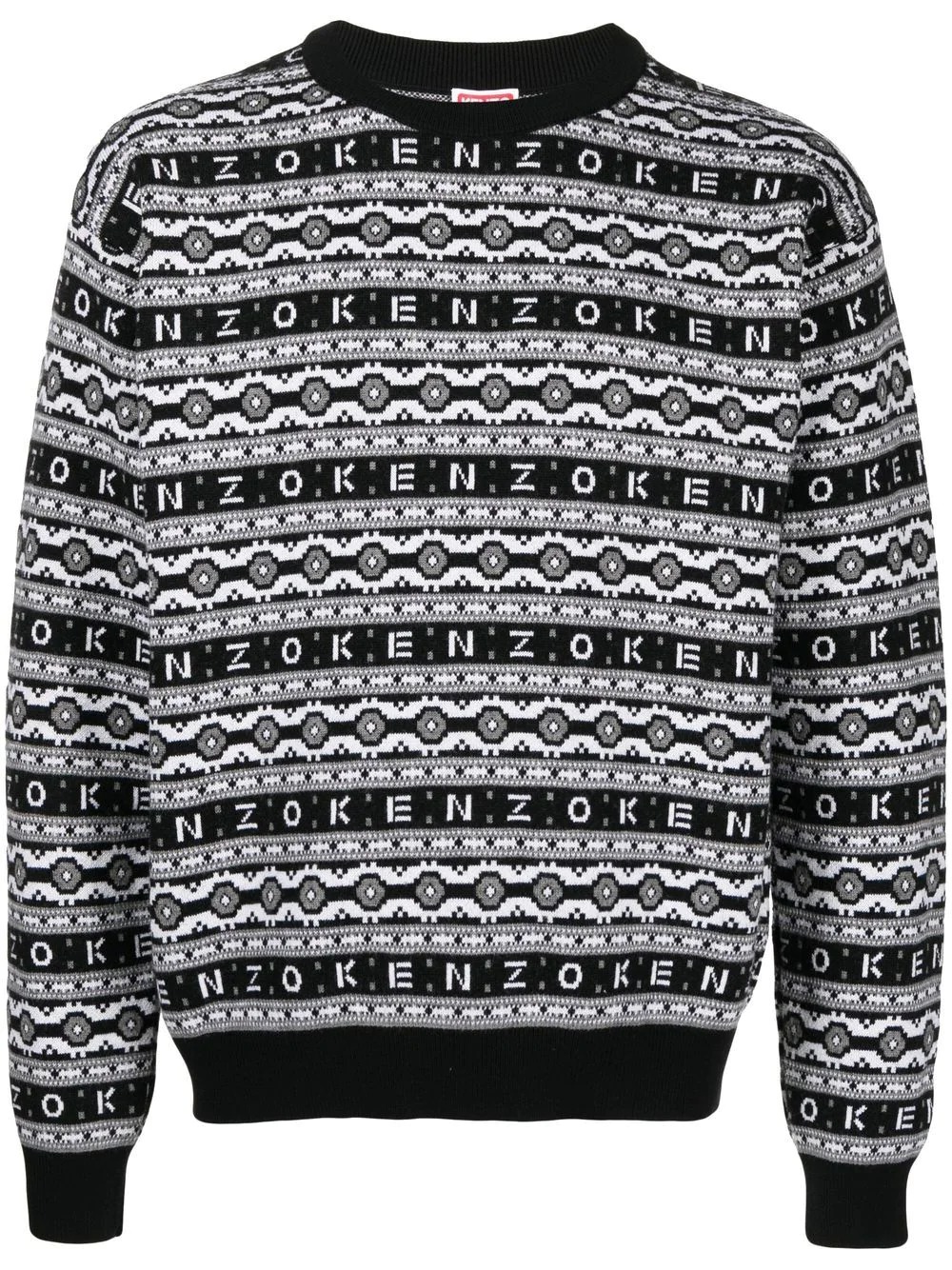 logo-jacquard wool sweater