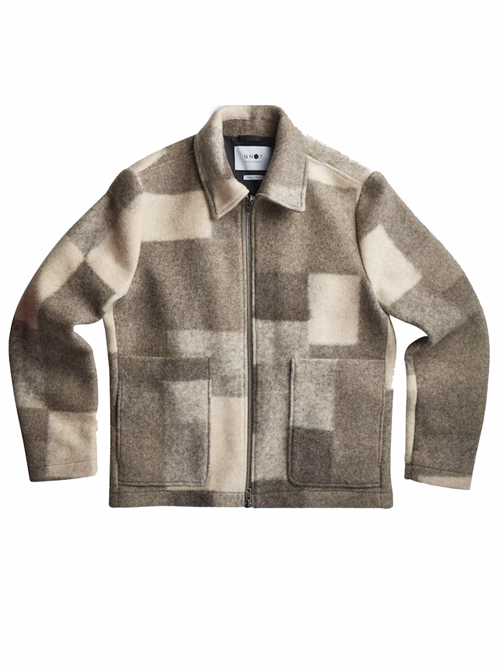 regular-fit checked wool-blend jacket