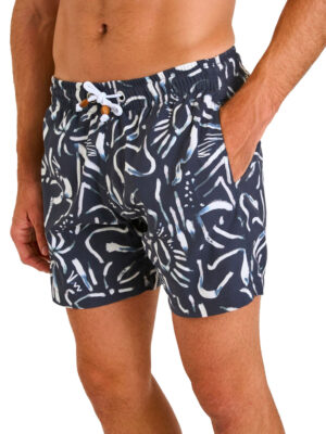 MANU VENETO patterned navy swim shorts.