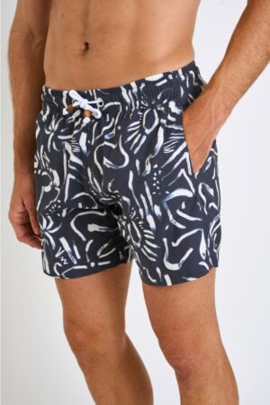 MANU VENETO patterned navy swim shorts.