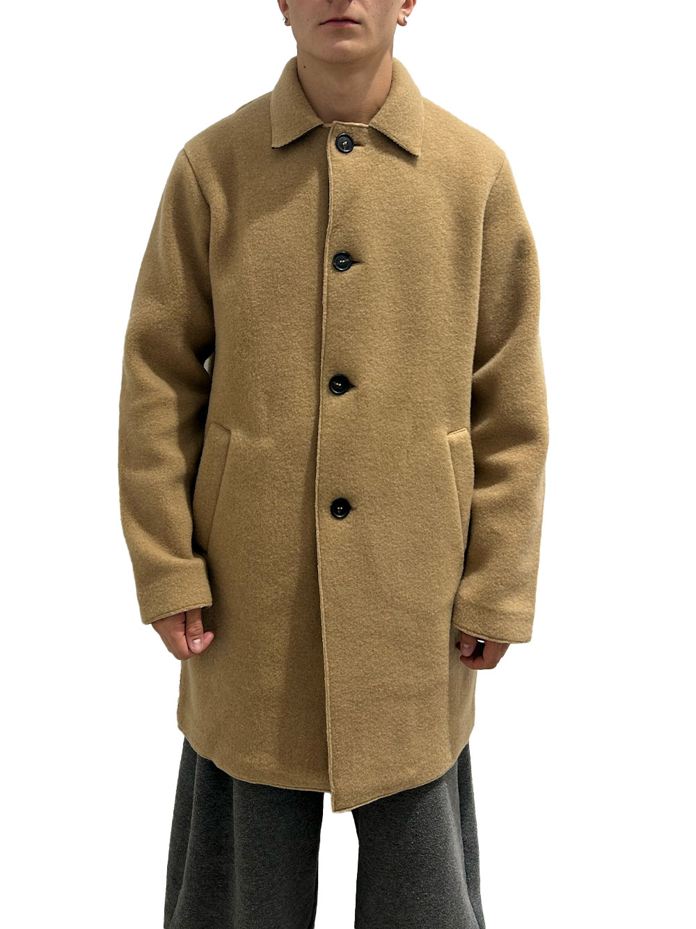 buttoned wool coat