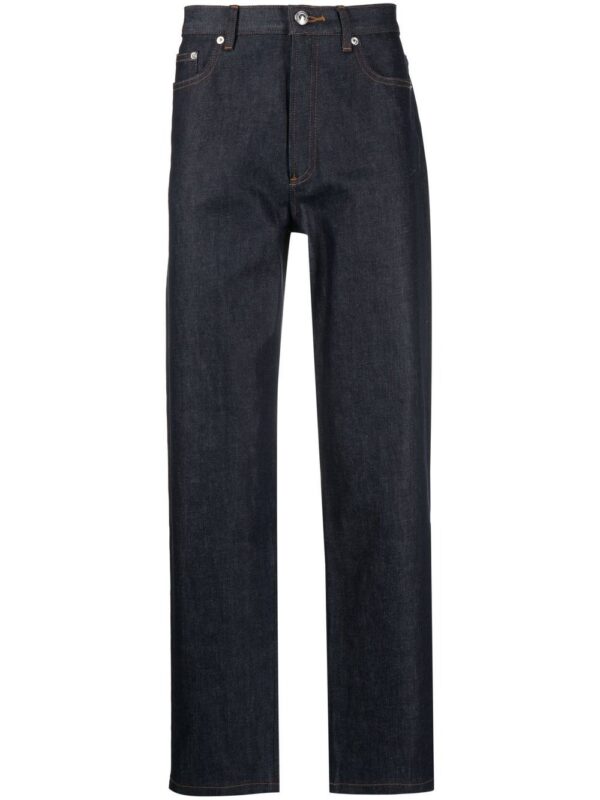 mid-rise straight-leg jeans