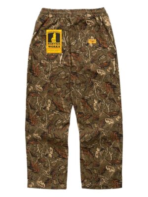 leaf print drawstring pants