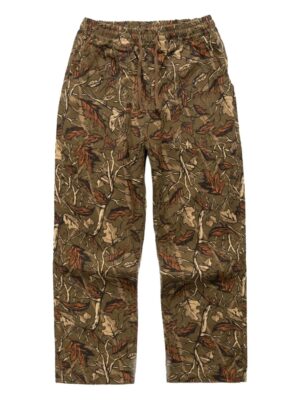 leaf print drawstring pants