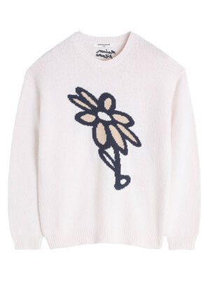 pull à motif floral en intarsia