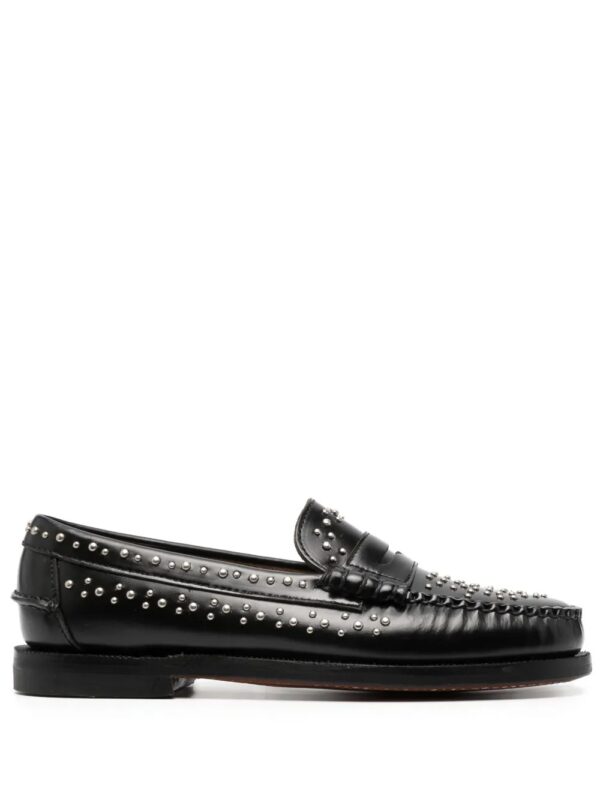 leather loafers with stud details