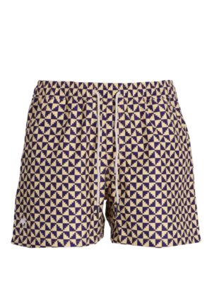 Puzzle swim shorts with elasticated waistband