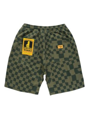 Short à cordon de serrage à motif à carreaux de chef