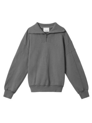 pull côtelé à col zippé