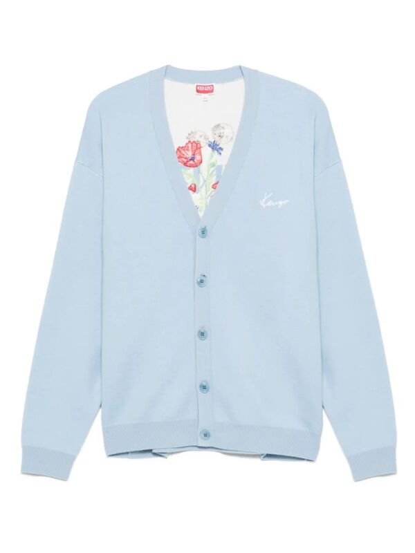 Embroidered cotton blend cardigan