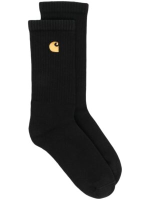 logo-embroidered ribbed socks