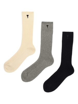 lot de trois paires de chaussettes à broderies cœur