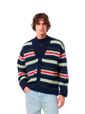 Cardigan relaxed fit laine alpaga rayé