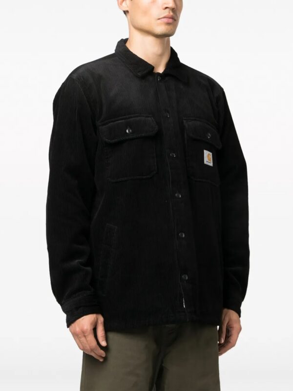 velvet shirt jacket with logo patch - Image 3