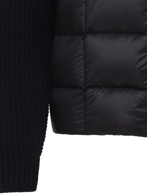 quilted jacket with hood and wool sleeves - Image 3