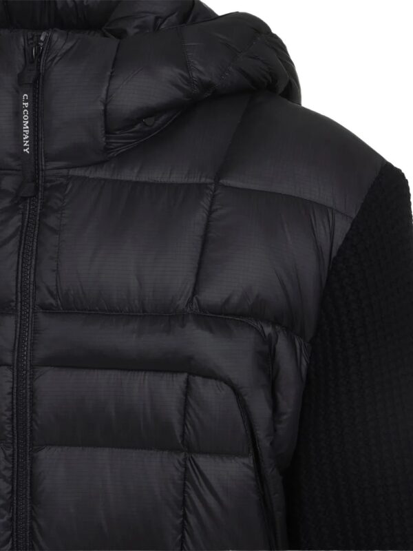 quilted jacket with hood and wool sleeves - Image 4