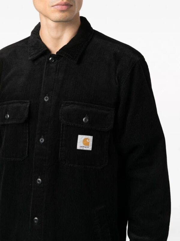 velvet shirt jacket with logo patch - Image 5