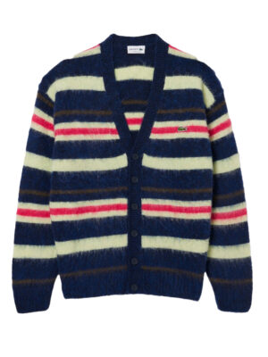 Cardigan relaxed fit laine alpaga rayé