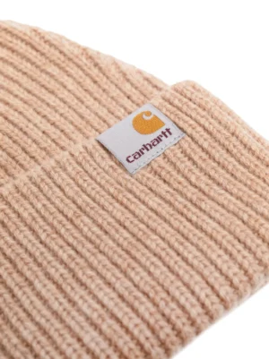 logo patch ribbed knit hat