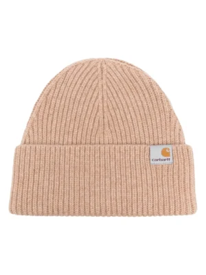 logo patch ribbed knit hat