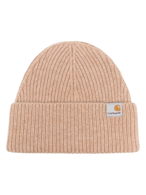 bonnet en maille nervurée à patch logo