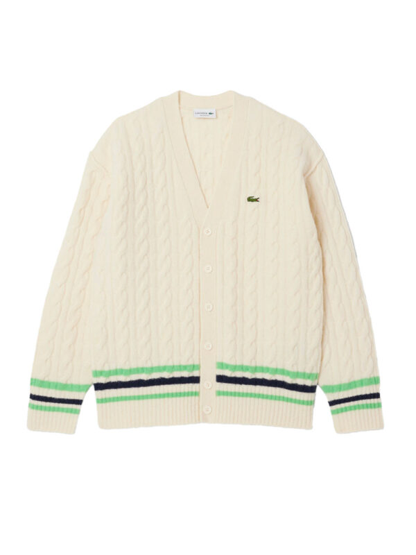 Cable knit wool cardigan