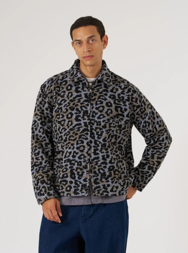 Blue leopard print wool club jacket - Image 6