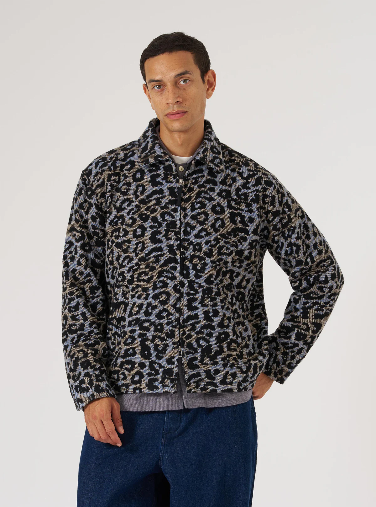 Blue leopard print wool club jacket - Image 6
