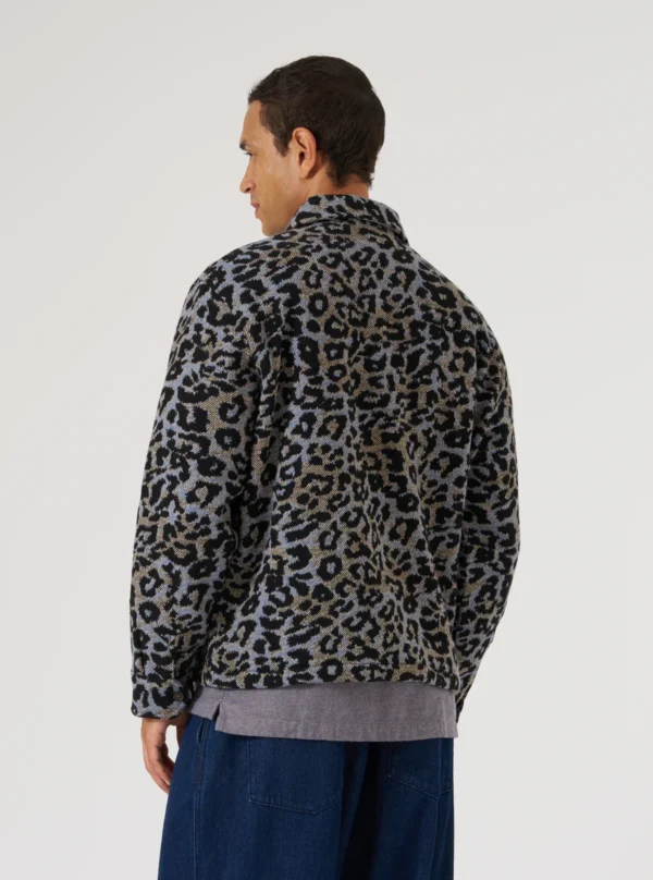 Blue leopard print wool club jacket - Image 7