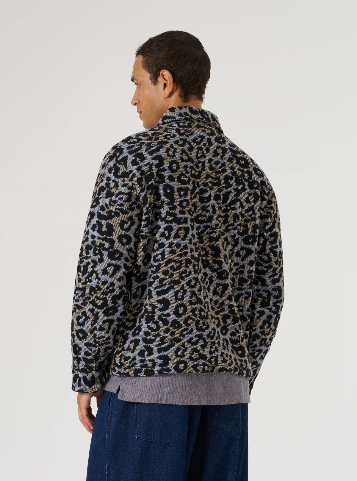 Blue leopard print wool club jacket - Image 7