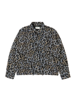 Blue leopard print wool club jacket