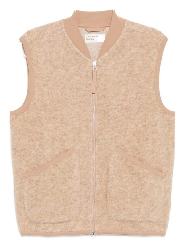 sleeveless down jacket with zip closure