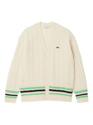 cardigan à rayures en maille torsadée