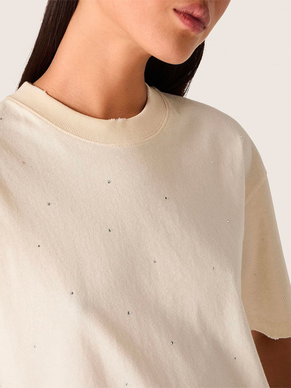 T-shirt unisexe Star en coton blanc avec cristaux dégradés all-over et imprimé dans le dos – Image 3