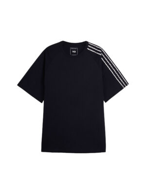 Y-3 Raw Edge 3 Stripes Black Cotton T-shirt