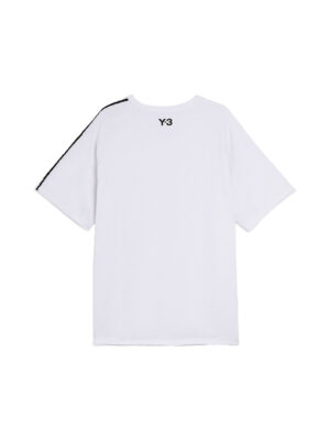 Y-3 Raw Edge 3 Stripes White Cotton T-shirt