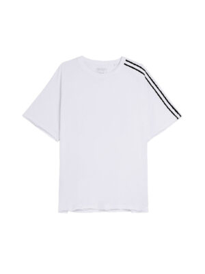 Y-3 Raw Edge 3 Stripes White Cotton T-shirt