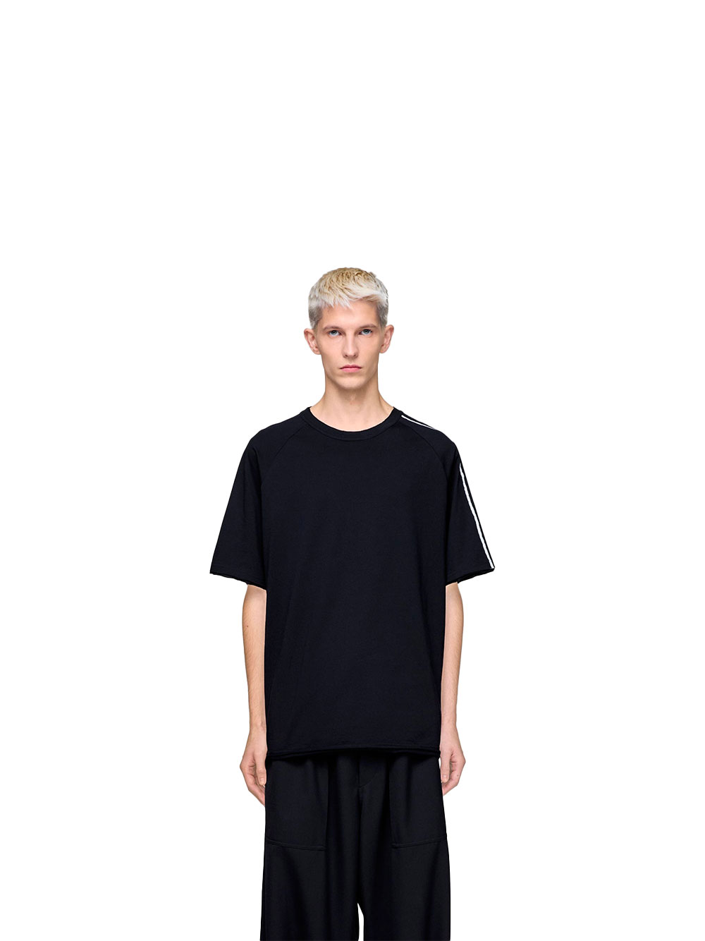 T-shirt Y-3 3-Bandes Bords Bruts Coton Noir – Image 3