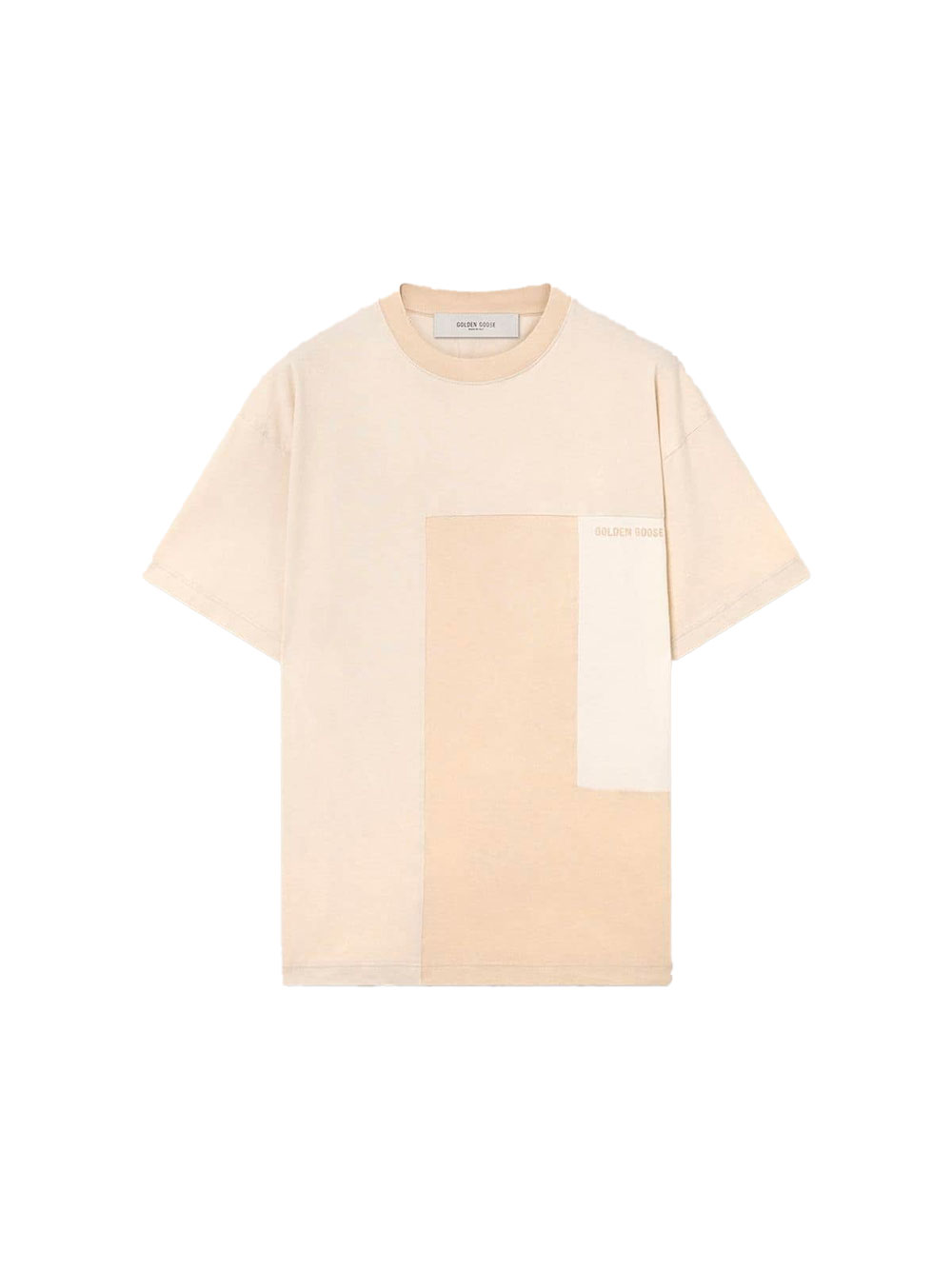 T-shirt Golden Goose Patchwork Coton Blanc/Beige