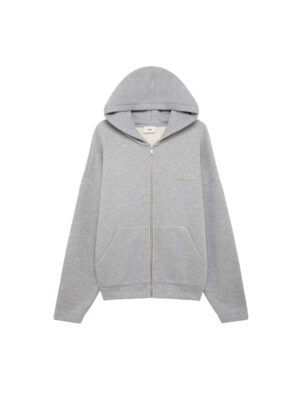 Sweat à capuche zippé avec logo ton sur ton