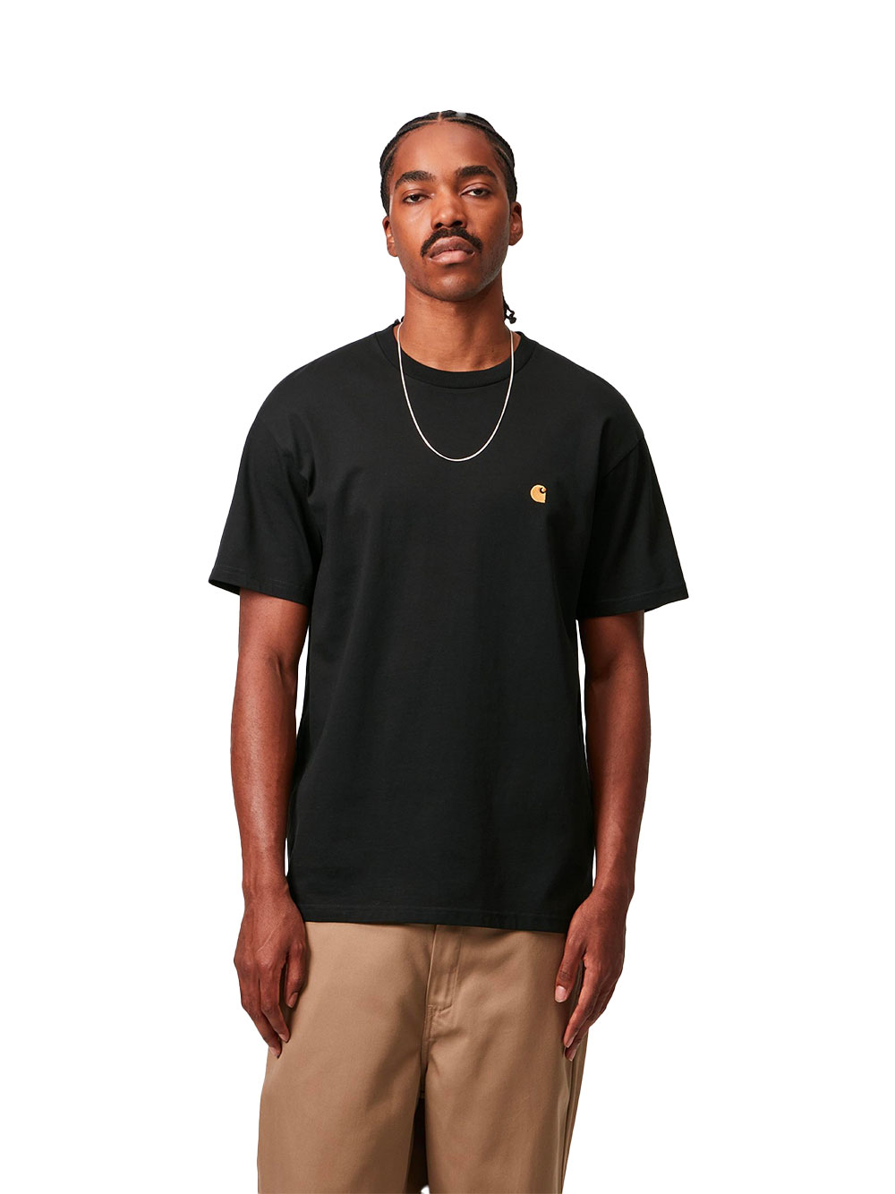 Carhartt WIP Chase Cotton Black Gold Men's T-shirt - Image 3