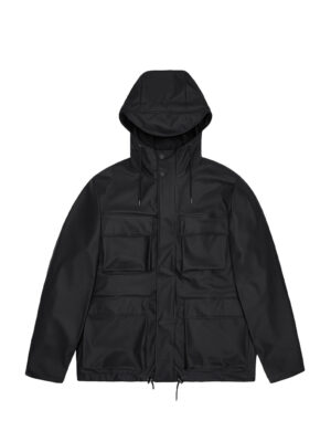 Men’s Black Polyester Rains Pocket Jacket